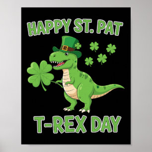 Affiche Joyeuse St Pat Trex Day Drôle Dinosaure Trèfle Cha