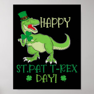 Affiche Joyeuse St Patrex journée Pat T-rex Dino Irlandais