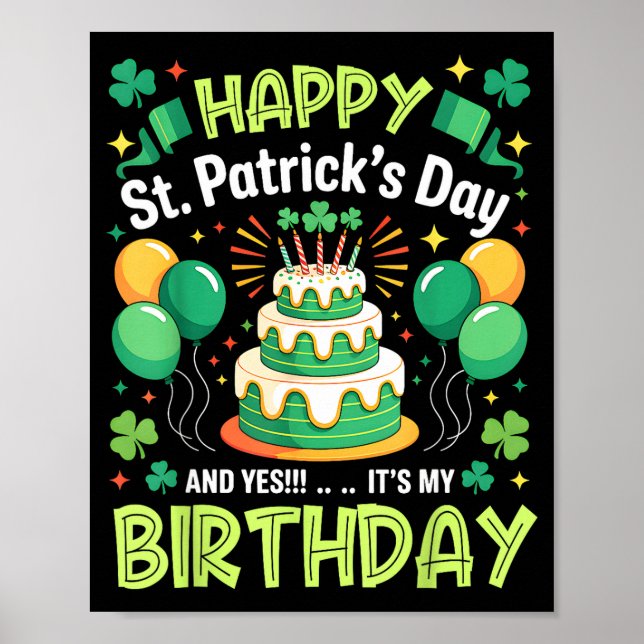 Affiche Joyeuse St Patrick et joyeux anniversaire hommes f (Devant)