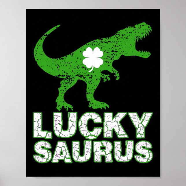 Affiche Joyeuse St Patrick Luckysaurus Dinosaure Shamroc (Devant)