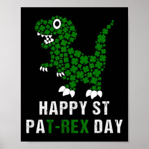 Affiche Joyeuse St Patrick Patrex T-rex Dinosaure Drôle 