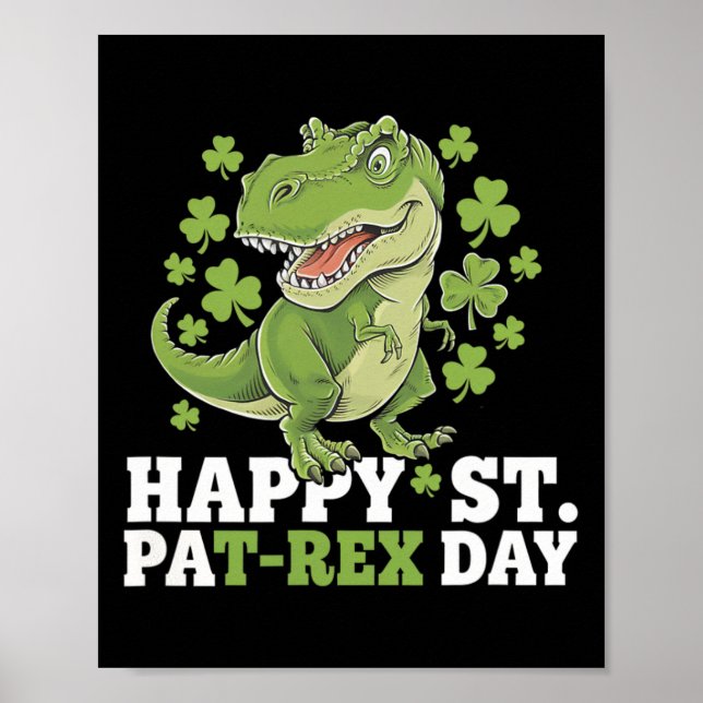 Affiche Joyeuse St Patrick T-rex Et Trèfles St Patty (Devant)