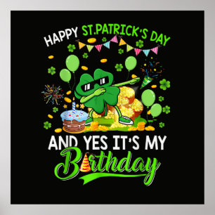 Affiche Joyeuse St Patricks Day et trèfle d'anniversaire 