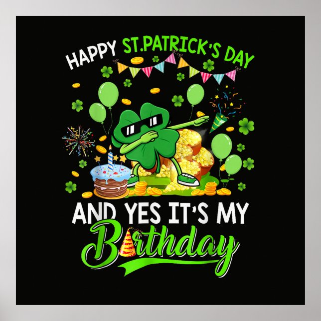 Affiche Joyeuse St Patricks Day et trèfle d'anniversaire  (Devant)