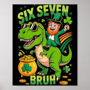 Affiche Joyeuse st patricks day lutin trex dino six