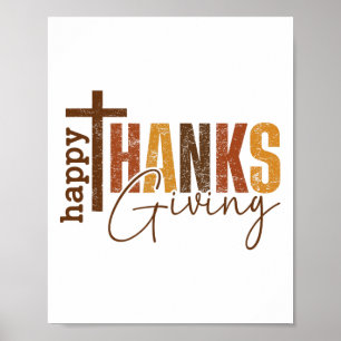 Affiche Joyeuses Fêtes de Thanksgiving Famille Chrétienne