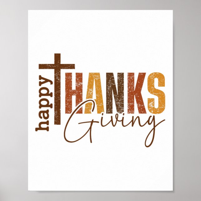 Affiche Joyeuses Fêtes de Thanksgiving Famille Chrétienne  (Devant)