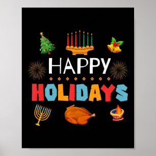 Affiche Joyeuses fêtes Diwali Kwanzaa Hanoukka