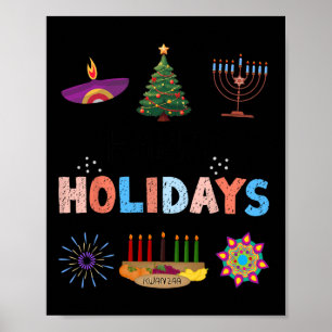 Affiche Joyeuses fêtes Diwali Kwanzaa Noël Hanoukka