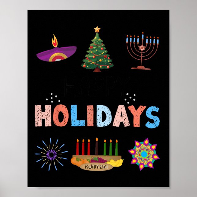 Affiche Joyeuses fêtes Diwali Kwanzaa Noël Hanoukka (Devant)