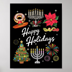 Affiche Joyeuses fêtes Hanoukka Feliz Navidad Christmas Kw