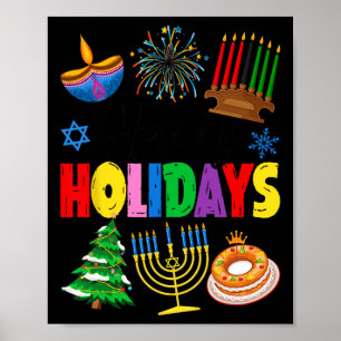 Affiche Joyeuses fêtes Joyeux Noël Joyeux Hanoukka Happy