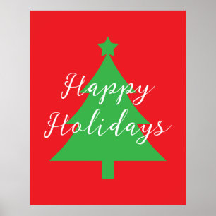 Affiche Joyeuses Fêtes Rouge Clair Noël Nouvel An