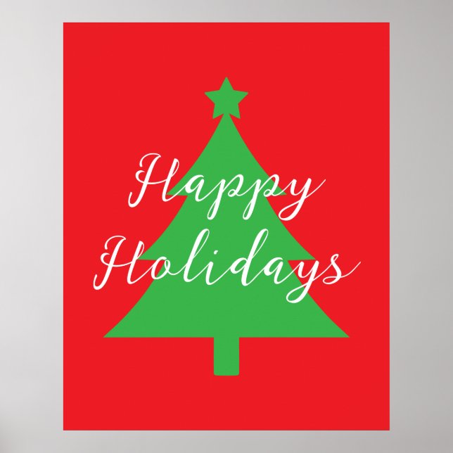Affiche Joyeuses Fêtes Rouge Clair Noël Nouvel An (Devant)