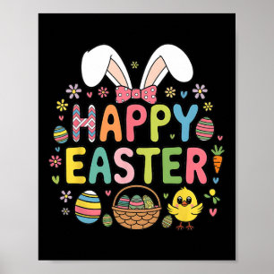Affiche Joyeuses Pâques 2025 Mignon Lapin Jour de Pâques F
