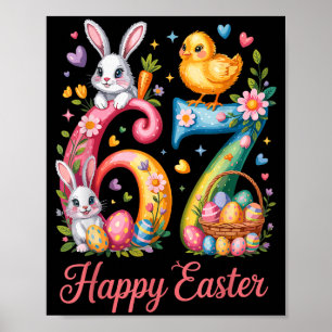 Affiche Joyeuses Pâques 67 numéro de mème anniversaire lap