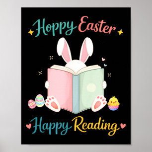 Affiche Joyeuses Pâques bonne lecture design de lapin pour