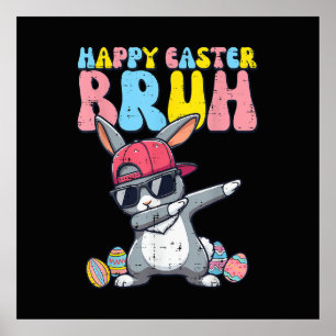 Affiche Joyeuses Pâques Bruh Lapin Dab Danse Lapin
