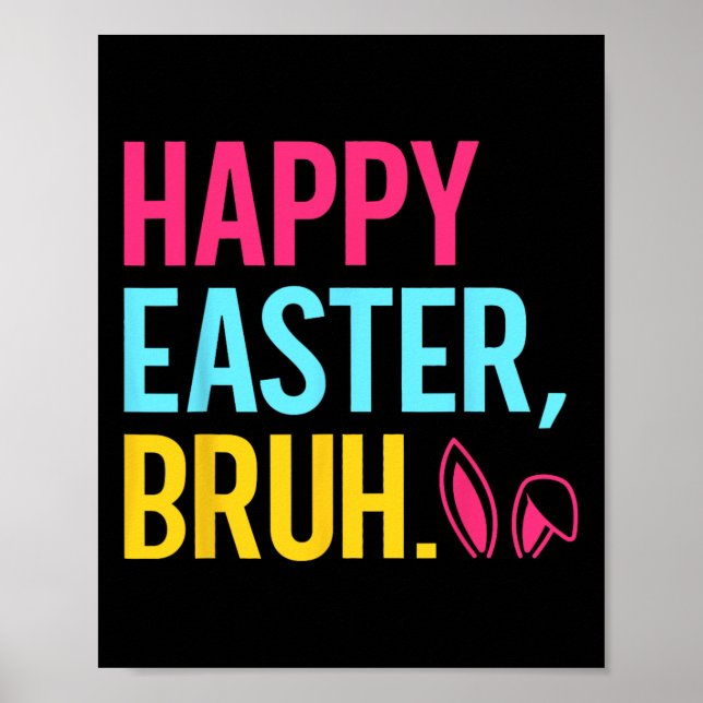 Affiche Joyeuses Pâques Bruh Lapin Oreille Groovy Rétro T- (Devant)