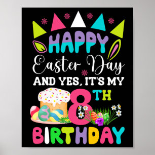 Affiche Joyeuses Pâques C'est Mon 8ème Anniversaire Lapin