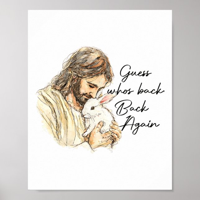 Affiche Joyeuses Pâques Drôle Devinez qui est Ck Jésus Lap (Devant)
