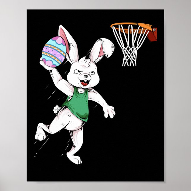 Affiche Joyeuses Pâques  Enfants Garçons Lapin Dunk Basket (Devant)