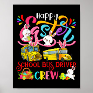 Affiche Joyeuses Pâques Équipage Conducteur de Bus Scolair