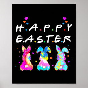 Affiche Joyeuses Pâques Famille de lapin mignon Ensemble P