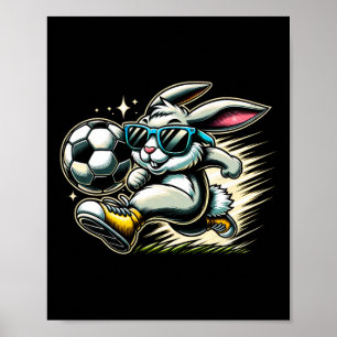 Affiche Joyeuses Pâques garçons de football lapin de Pâque