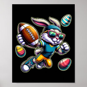 Affiche Joyeuses Pâques garçons de football Lapin de Pâque