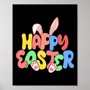 Affiche Joyeuses Pâques, Groupe de famille, Lapin de Pâque