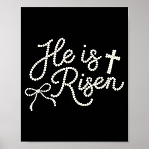Affiche Joyeuses Pâques il est ressuscité perle Jésus chré