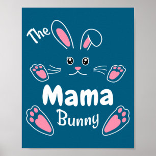 Affiche Joyeuses Pâques La Maman Lapin Famille assortie de