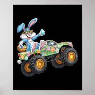Affiche Joyeuses Pâques Lapin Dabbing Camion Monstre Amour
