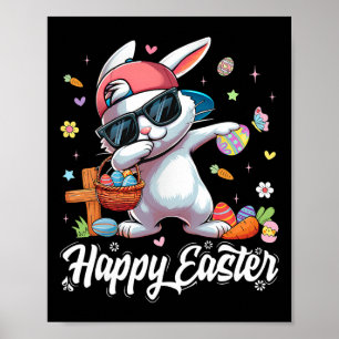 Affiche Joyeuses Pâques Lapin Funny Dabbing Bunny Jour de 