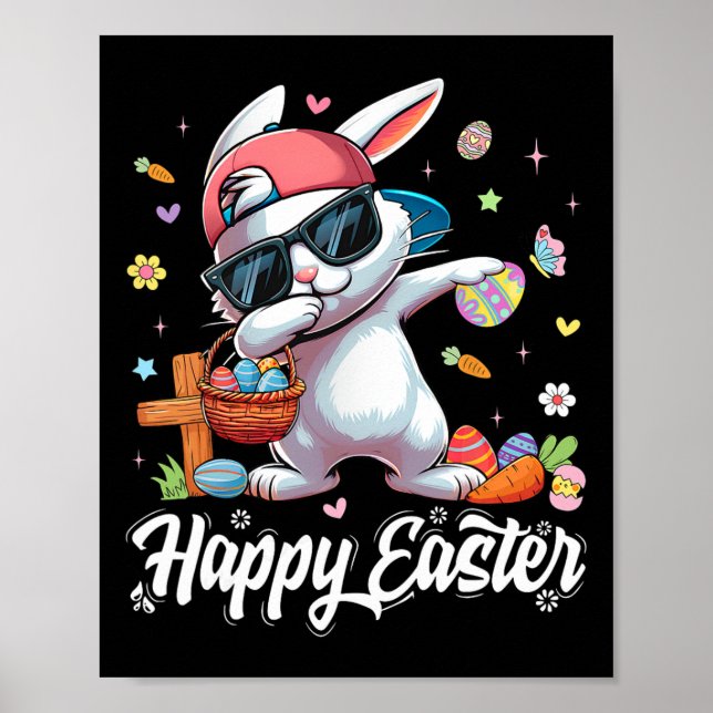 Affiche Joyeuses Pâques Lapin Funny Dabbing Bunny Jour de  (Devant)