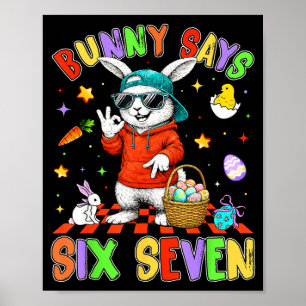 Affiche Joyeuses Pâques Lapin Mignon Dit Six Sept 6 7 Meme