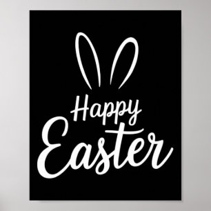 Affiche Joyeuses Pâques Lapin Mignon Lapin Jour de Pâques