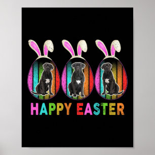 Affiche Joyeuses Pâques Mignon Lapin Amateur de Chien Cane
