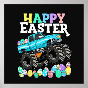 Affiche Joyeuses Pâques Monster Truck Œufs de Pâques