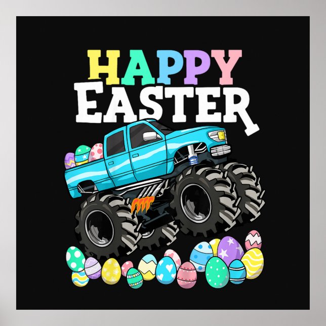 Affiche Joyeuses Pâques Monster Truck Œufs de Pâques (Devant)