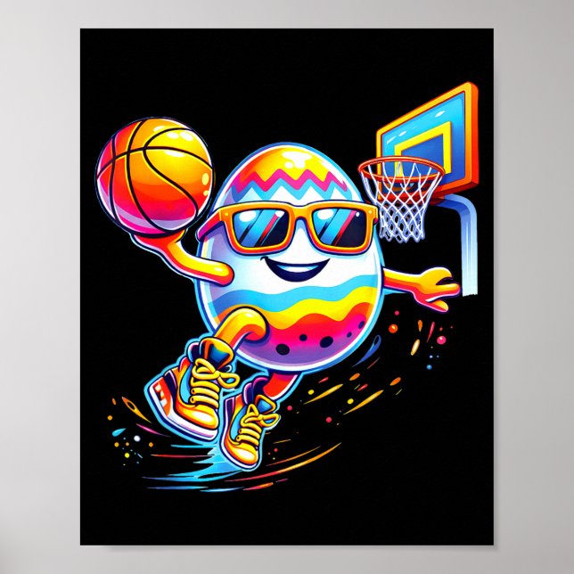Affiche Joyeuses Pâques oeuf dunking lapin basket-ball gar (Devant)