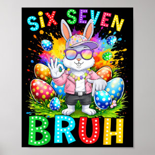 Affiche Joyeuses Pâques Six Sept Bruh Meme Lapin Garçon