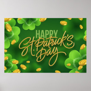 Affiche Joyeuses pièces d'or shamrocks de la Saint-Patrick