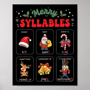 Affiche Joyeuses Syllabes Xmas Phonétique Lecture Professe
