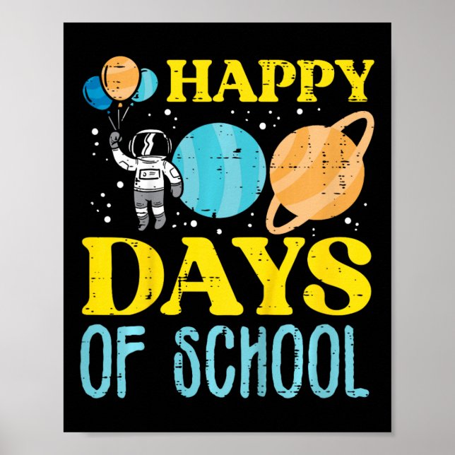 Affiche Joyeux 100 Jours D'Astronaut Scolaire Planètes 100 (Devant)