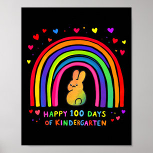 Affiche Joyeux 100 Jours De Jardin D'Enfant Grotte Arc-En-