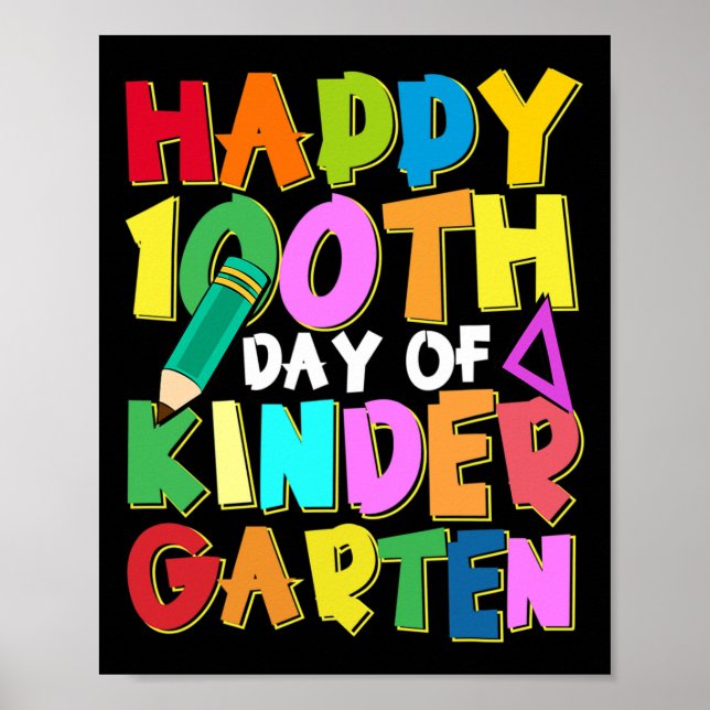 Affiche Joyeux 100 Jours de jardin d'enfants 100e Jour de  (Devant)