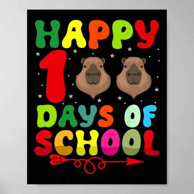 Affiche Joyeux 100 Jours De L'École Capybara Lover Enseign (Devant)