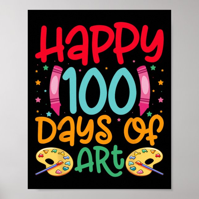 Affiche Joyeux 100 Jours D'École D'Art Enseignants Filles  (Devant)